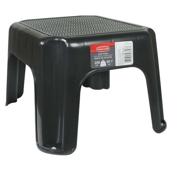 Rubbermaid 1858957 7.12" Tall Plastic Step Stool Black Overstock